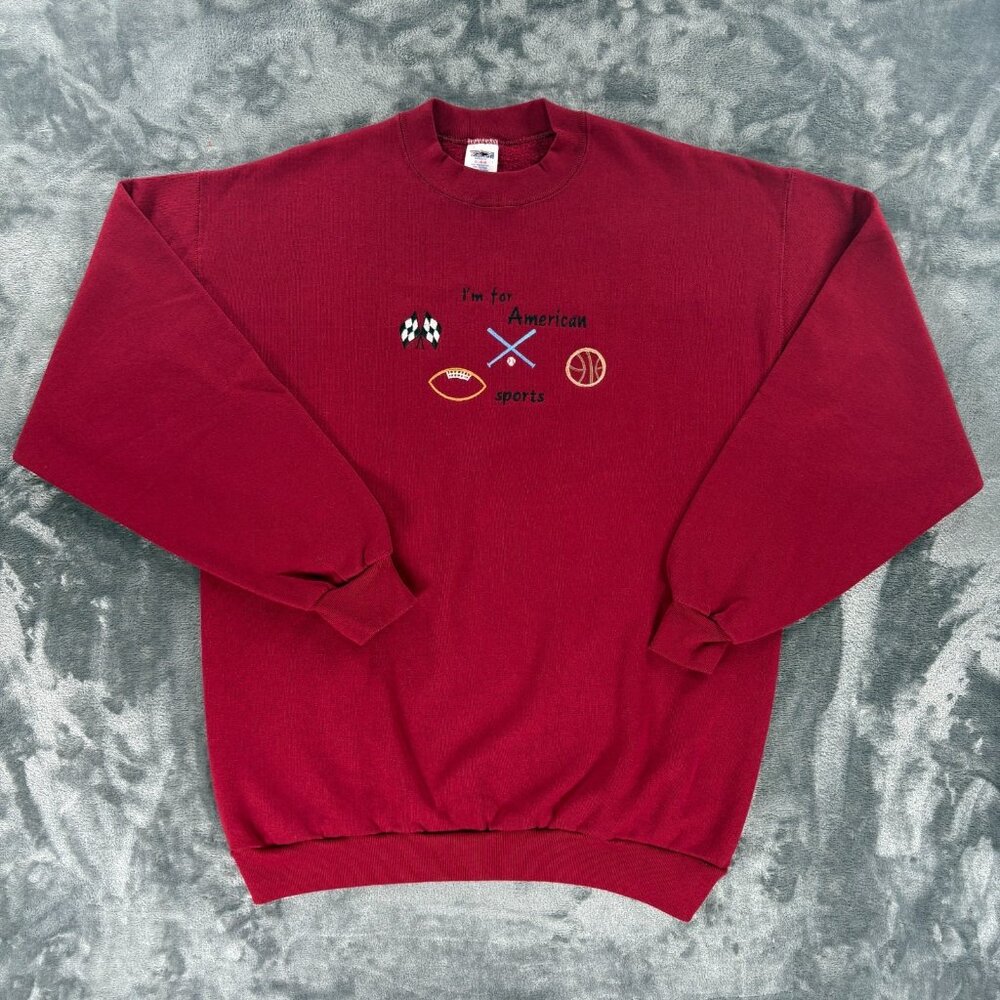 Vintage 90s American Sports Sweatshirt XL USA Made Crewneck Football Baseball - Picture 1 of 9